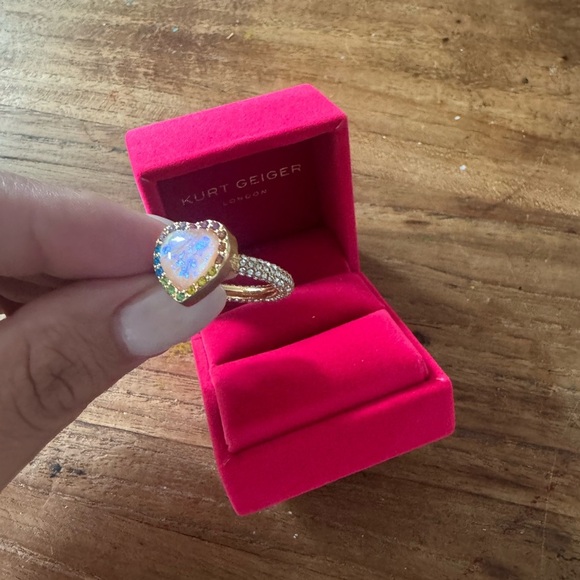 Kurt Geiger Heart-Shaped Opal Ring with Gold Accents Size 7 and Size 8 - Picture 2 of 6